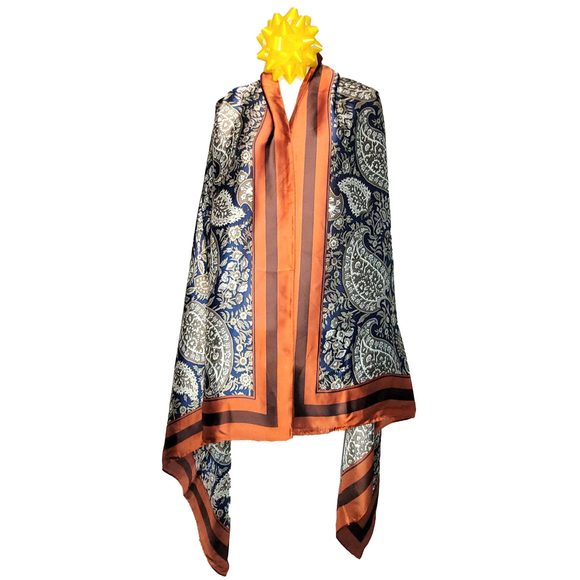 NWT Long Soft Scarf 35"x70" Rectangle Silk Feeling 100% Shawl Wrap 02881 - Picture 3 of 5